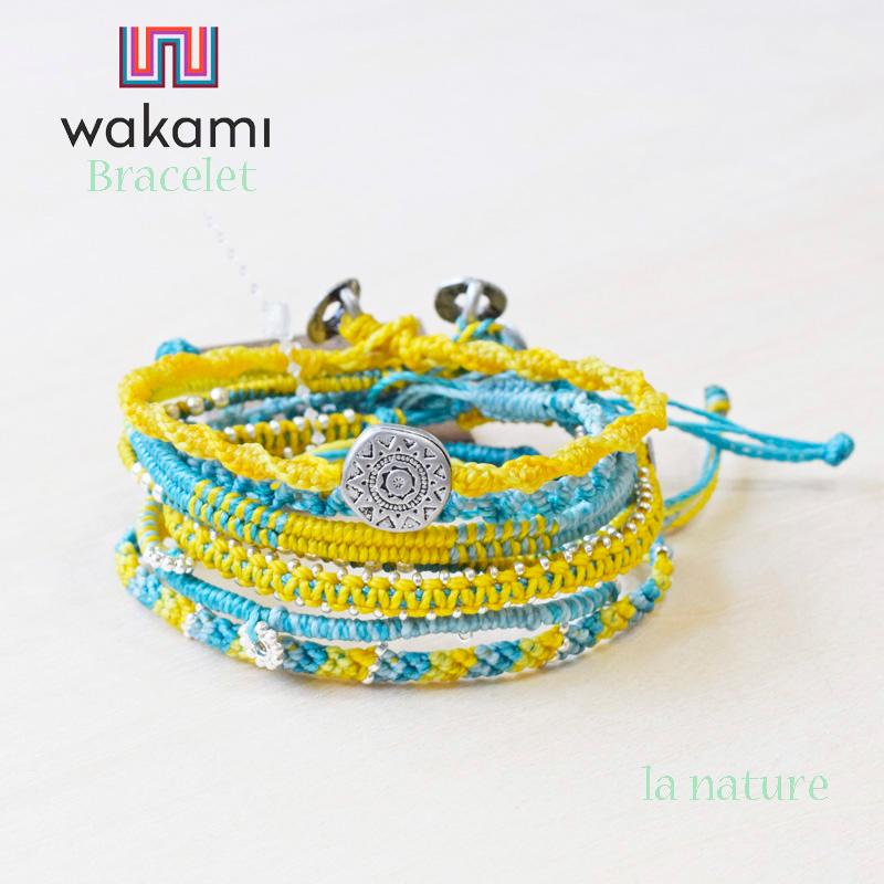 ブレスレット7本セット イエローシアン フェアトレード商品 Wakami アースブレスレット メンズ レディース 5周年記念イベントが