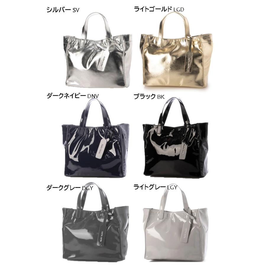 cache cache カシュカシュ メタリックシルバー ゴールド ソフトエナメル カラー スクエア手提げトートバッグS 軽量 | BEVERLY HILLS POLO CLUB | 10