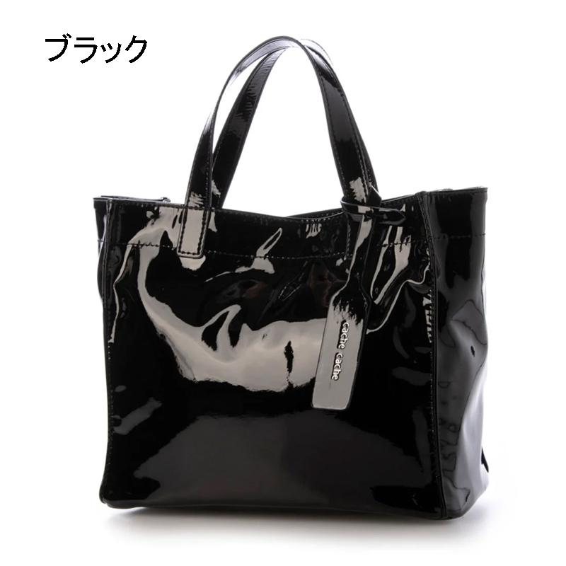 cache cache カシュカシュ メタリックシルバー ゴールド ソフトエナメル カラー スクエア手提げトートバッグS 軽量 | BEVERLY HILLS POLO CLUB | 14