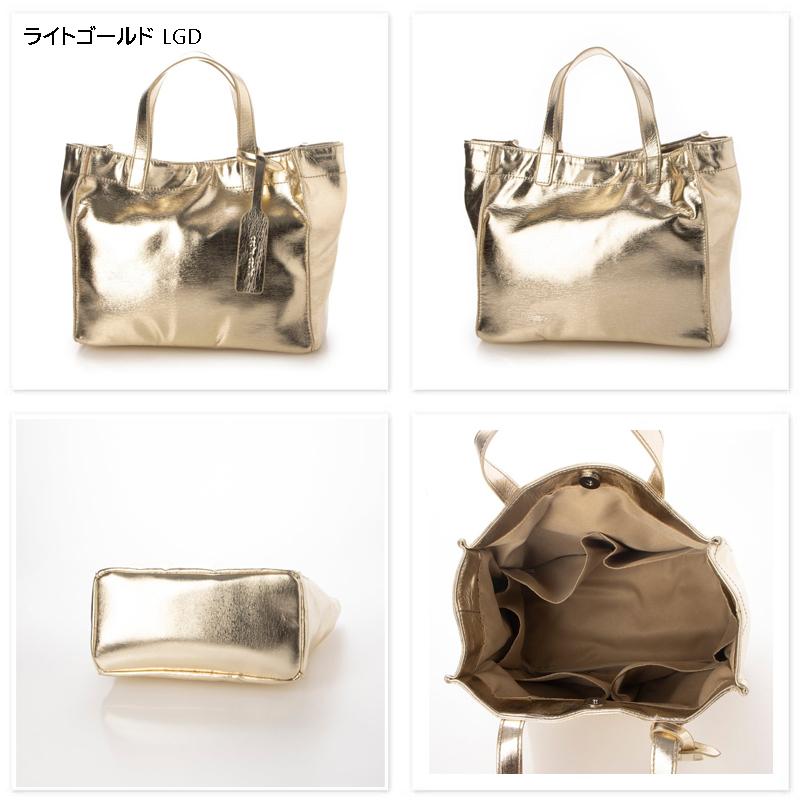 cache cache カシュカシュ メタリックシルバー ゴールド ソフトエナメル カラー スクエア手提げトートバッグS 軽量 | BEVERLY HILLS POLO CLUB | 05