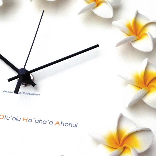 インテリア 壁掛け時計 フランジパニ（プルメリア）を文字盤に
