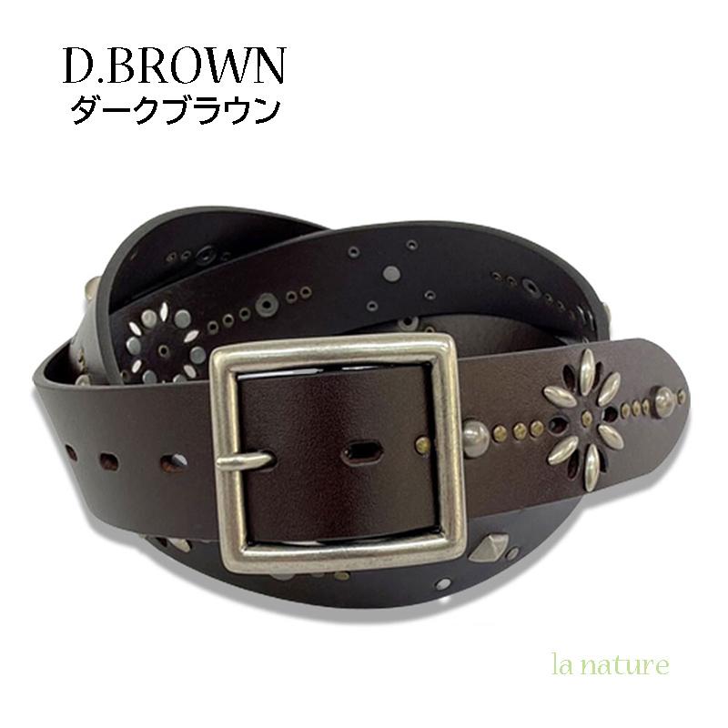 男性に人気のメンズ スタッズベルト 40mm 本革 ブラック ダーク