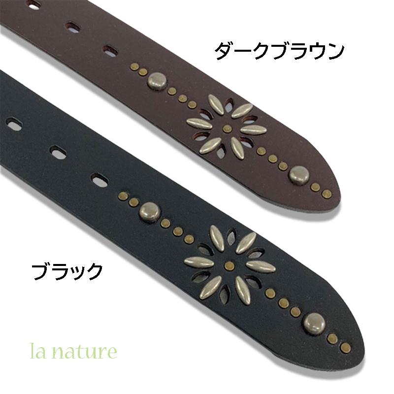 男性に人気のメンズ スタッズベルト 40mm 本革 ブラック ダーク