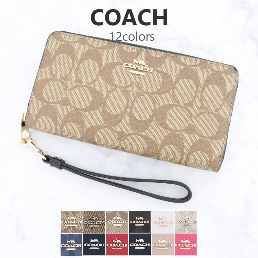 コーチ 財布 レディース 長財布 ラウンドファスナー シグネチャー C4452 C3441 選べる12color COACH ストラップ付