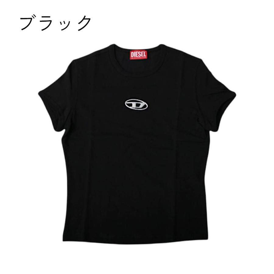 【並行輸入品】ディーゼル DIESEL Tシャツ  A16839 0CLBR レディース 半袖 オーバルD ブラック シンプル スリムフィット コットン 誕生日 女性 ギフト Y2K 爆買の画像