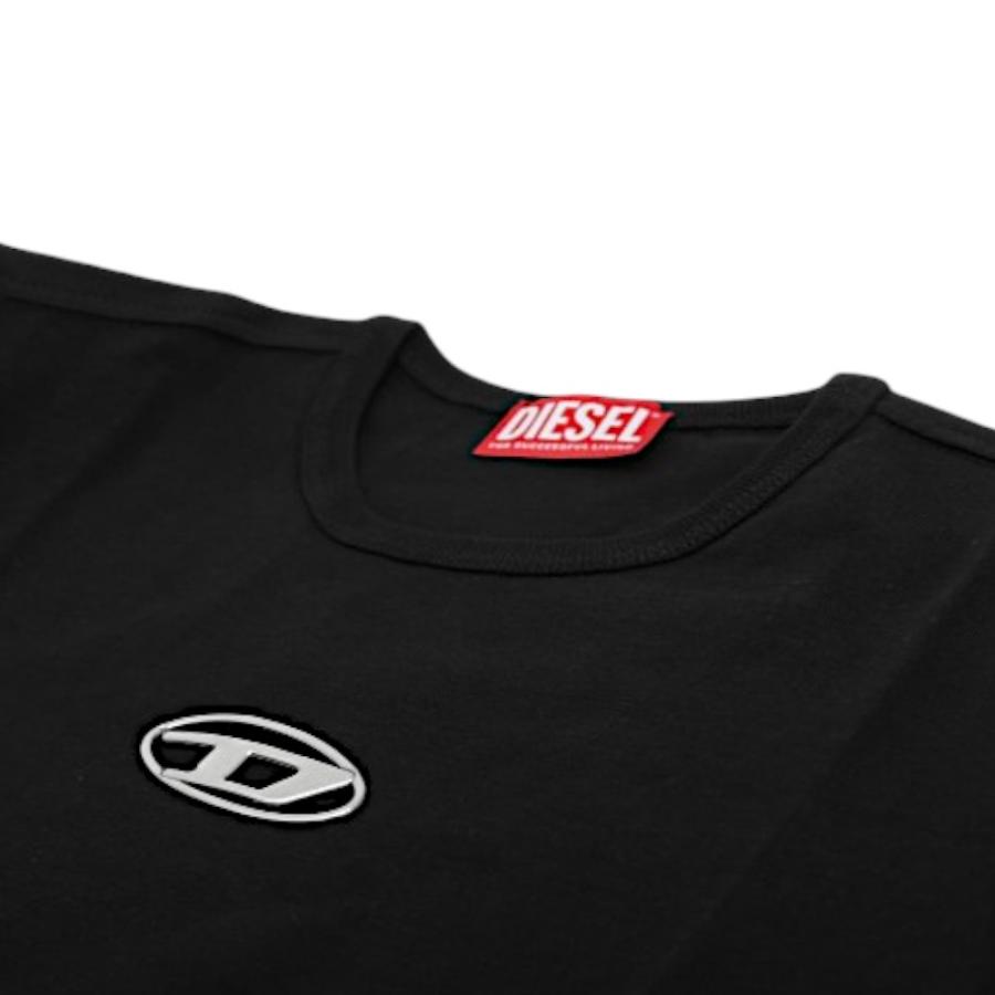 【並行輸入品】ディーゼル DIESEL Tシャツ  A16839 0CLBR レディース 半袖 オーバルD ブラック シンプル スリムフィット コットン 誕生日 女性 ギフト Y2K 爆買の画像