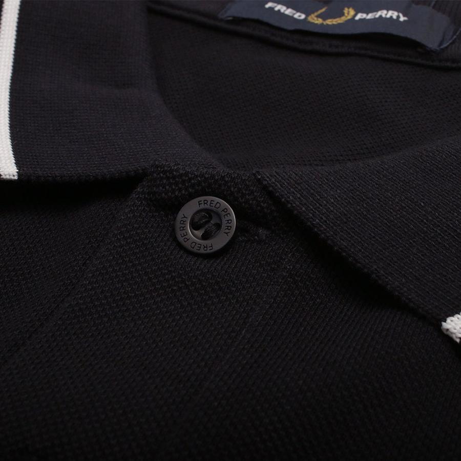 3/31まで　FRED PERRY　半袖ポロシャツ　ブラック×ホワイト　L FRED PERRY（フレッドペリー） ポロシャツ 半袖 メンズ ツインティップ