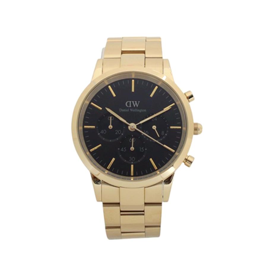 【並行輸入品】ダニエルウェリントン DANIEL WELLINGTON  Iconic Chronograph 42mm Link Gold Onyx DW00100641 腕時計 メンズ ブラック クオーツの画像