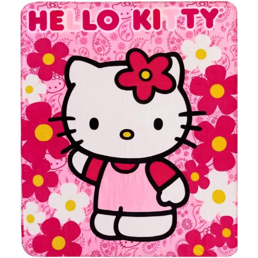 トップ Plush Kitty Hello Sanrio Throw :フラワー　並行輸入品 Blanket その他おもちゃ