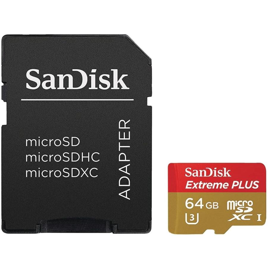 SanDisk Extreme PLUS 64GB microSDXC UHS-I V30 U3 Class 10 Card with Adapter (SDSQXWG-064G-ANCMA) by SanDisk　並行輸入品