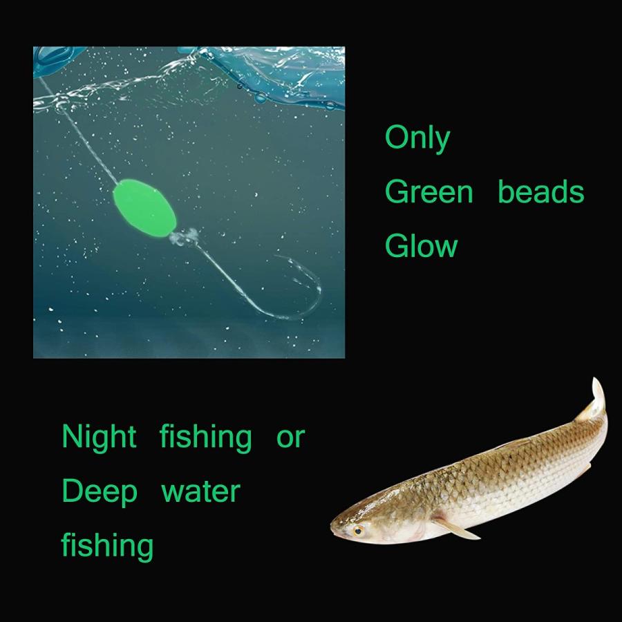 AGOOL 釣りビーズ詰め合わせキット - 1箱1000個/ボックス 発光 ソフトプラスチック オーバル型ビーズ グリーングロー蛍光ラウンドビーズ 釣りタックルエッグ 海 Fishing AGOOL Beads