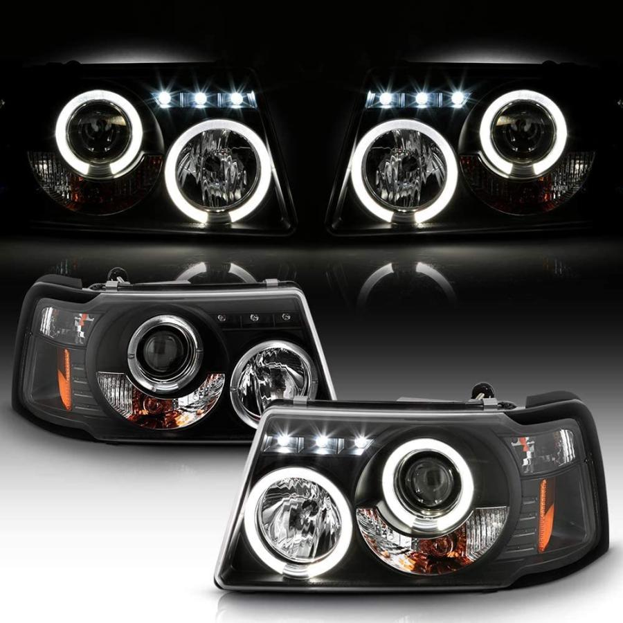 ACANII - For 2001-2011 Ford Ranger LED Halo Black Housing Projector Headlights w/Corner Headlamps Driver & Passenger　並行輸入品のサムネイル
