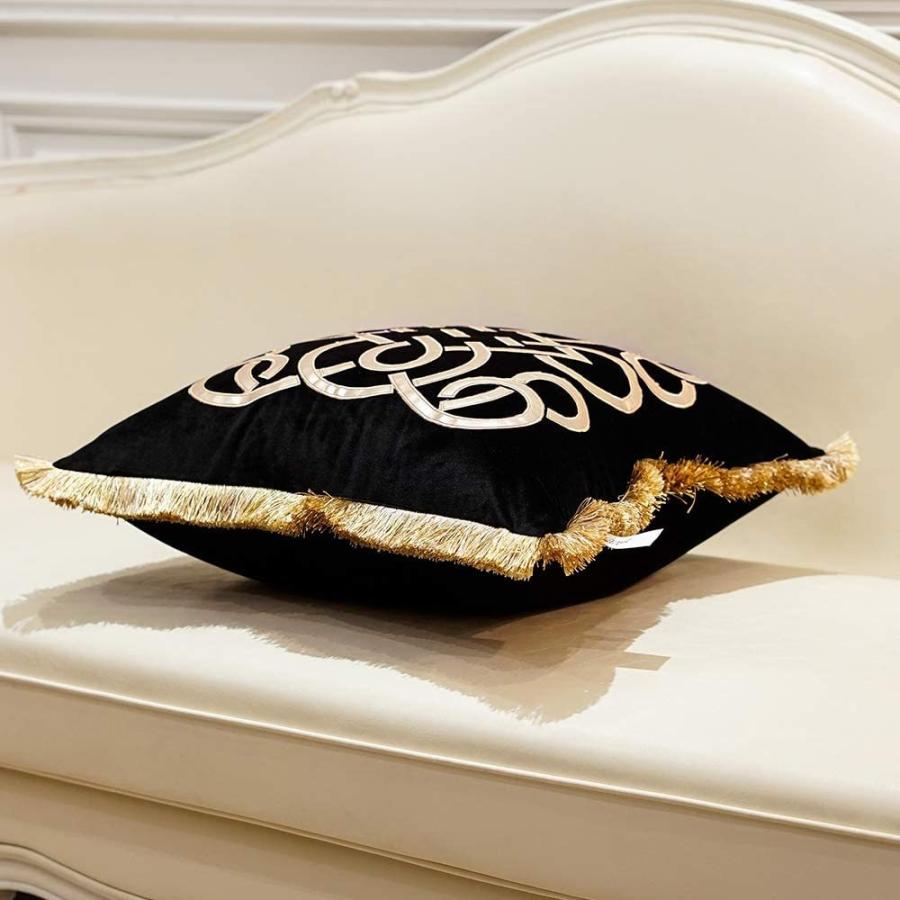 Avigers 高級ネイビーブルー 装飾用クッション 2個パック タッセル付き 20 x 20インチ 正方形チェーン ベルベットスロークッションカバー ソファ 寝室 リビング Avigers