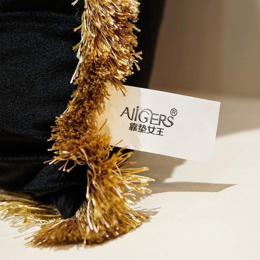 Avigers 高級ネイビーブルー 装飾用クッション 2個パック タッセル付き 20 x 20インチ 正方形チェーン ベルベットスロークッションカバー ソファ 寝室 リビング Avigers