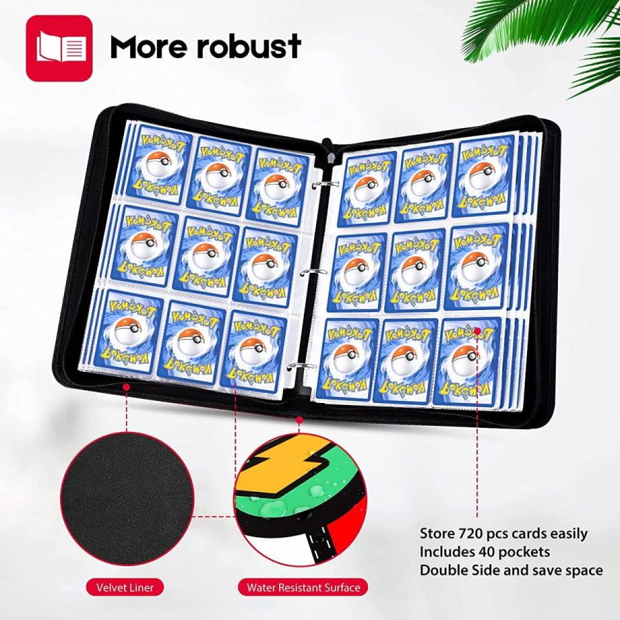 通販 ポケモントレーディングカード対応 カードバインダーホルダーブック ポケモンカード用ケースバインダー 最大7枚収納 カードコレクターア 9ポケットページ40枚 その他おもちゃ Helilagon Com