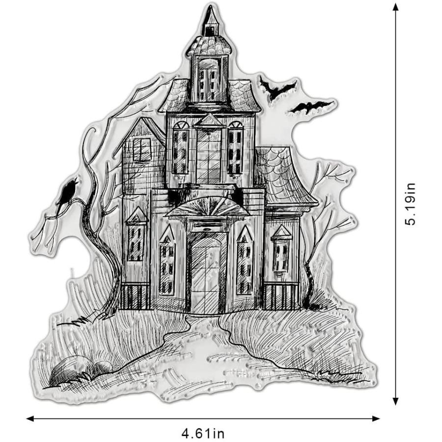 人気商品 フォトアルバムデコレーション用 カード作成 クリアスタンプ 背景 城 ハロウィン ハロウィンハウス Diyスクラップブック用 透明ゴムスタンプシール ツリーバット その他キッチン 日用品 文具 Www Gatorheatandair Com
