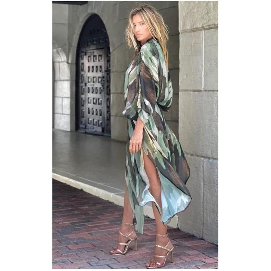 22最新作 ゆったり 夏 ビーチカバーアップ ボーホー 水着 ロングカーディガン 着物風 花柄 シフォン レディース ショール Small 並行輸入品 グリーン ブラウス その他財布 帽子 ファッション小物 Www Gatorheatandair Com