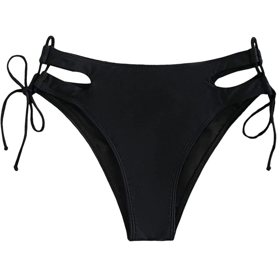 送料無料! Verdusa MXK23210506670-MVerdusa Women's Cut Out Lace Up Tie Side Swimsuit Brief Bikini Bottom Black M　並行輸入品
