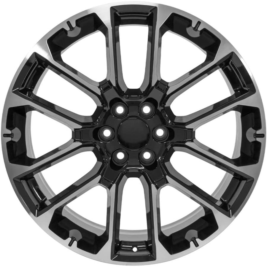 OE　Wheels　LLC　24　Yukon　SRV　inch　Sierra　RPO　Tahoe　Black　Escalade　Silverado　Machined　Rims　24x10　CV67　Fits　Rims　SET　並行輸入品