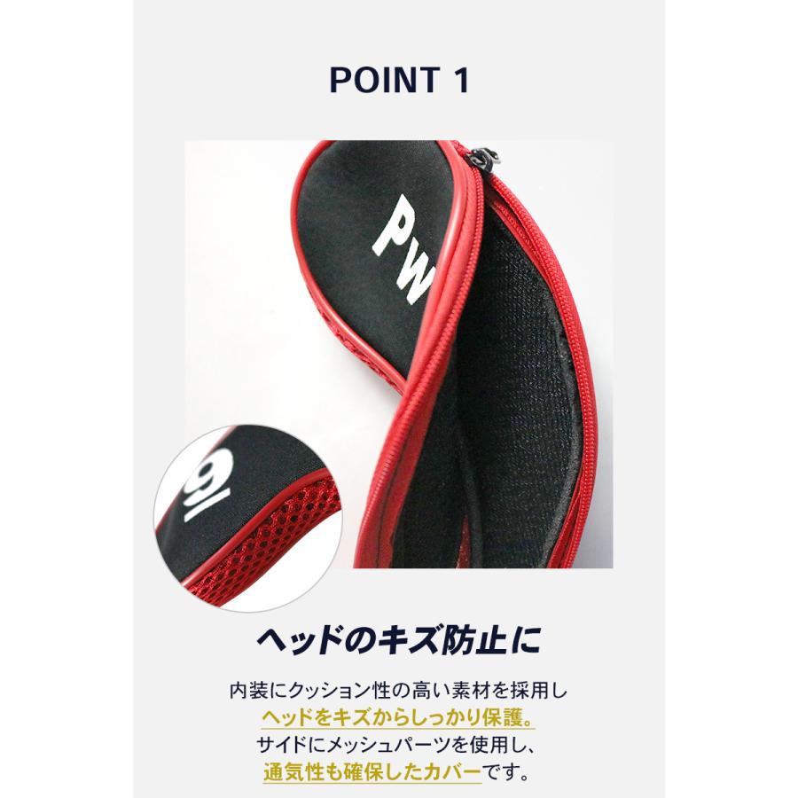 アイアンカバー ゴルフ カバー 単品 ファスナー ゴルフクラブ 赤 アイアンカバー ゴルフ カバー 単品 ファスナー ゴルフクラブ 赤