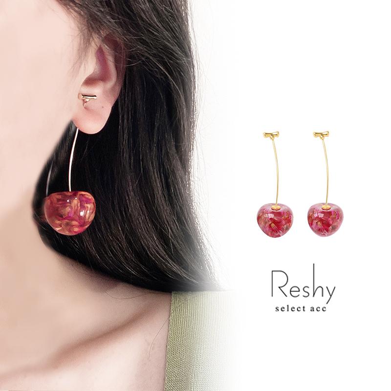 ピアス レディース ゴールド チェリー 揺れる大人可愛い サクランボ