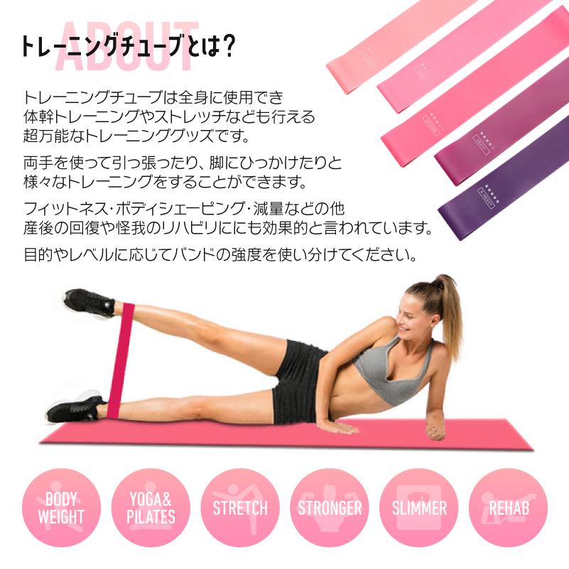 エクササイズ 公式サイト ゴムバンド トレーニングチューブ 5本セット 産後 骨盤矯正 ダイエット 筋トレ リハビリ 腹筋 フィットネス ストレッチ フィットネスチューブ 体幹