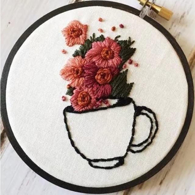 フランス刺繍 刺繍キット 図案 初心者 手芸 フラワー刺繍 ナチュラル フープ 針 糸 生地 刺繍枠 刺繍セット おしゃれ かわいい 簡単 壁飾り インテリア Mc268 Emonrヤフーショッピング店 通販 Yahoo ショッピング