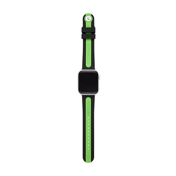 アルマーニ エクスチェンジ アップルウォッチ バンド メンズ シリコン Apple Watch ベルト ブラック グリーン AXS8016  ARMANI EXCHANGE 公式