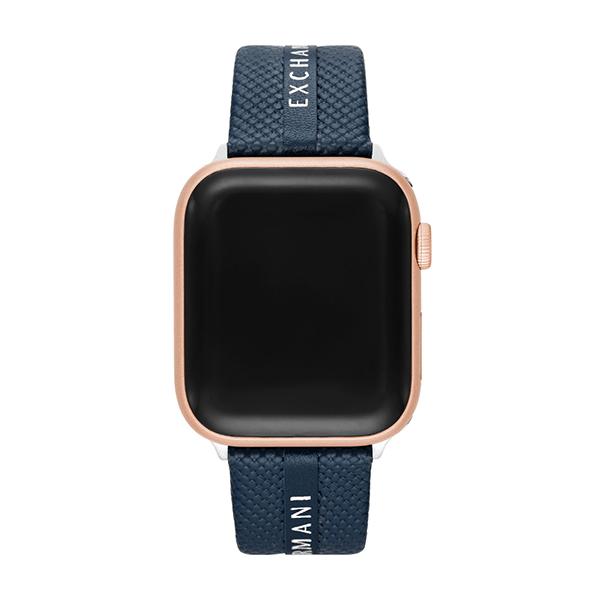 アルマーニエクスチェンジ アップルウォッチ Apple Watch バンド ベルト 交換 メンズ ブルー レザー APPLE BAND