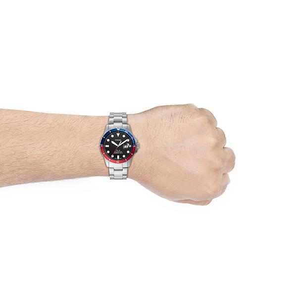 腕時計、アクセサリー メンズ腕時計 50%OFF 腕時計 メンズ フォッシル アナログ 時計 ステンレス シルバー 