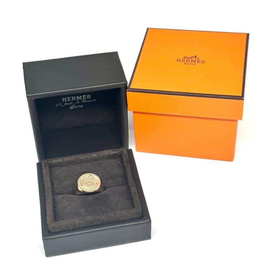 HERMES エルメス エクスリブリス リング カレッジリング 指輪 HERMES エルメス エクスリブリス リング カレッジリング 指輪