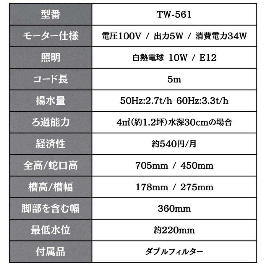 ウォータークリーナー 池 ろ過装置 渓流 R タカラ TW-561 錦鯉 金魚 観賞魚 ポンプ｜water-solution｜09