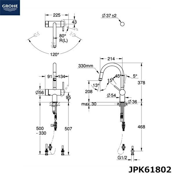 JPK61802 グローエ GROHE ミンタ 浄水器一体型シングルレバーキッチン