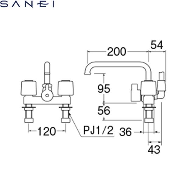 SK710-W-13 SK710-LH-13後継品 三栄水栓 SANEI ツーバルブデッキ 
