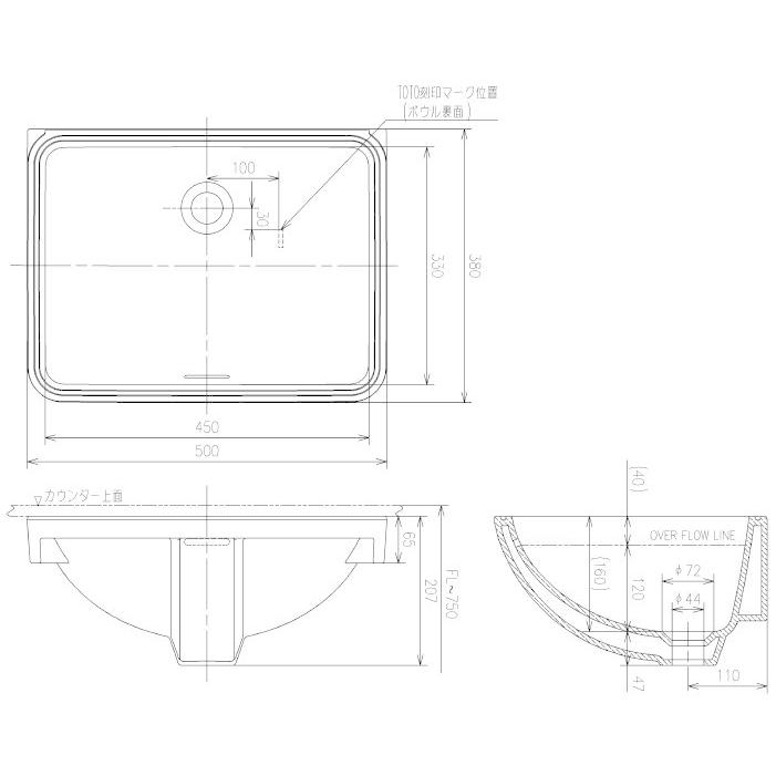 TOTO L501#SC1 TOTOカウンター式洗面器 アンダーカウンター式
