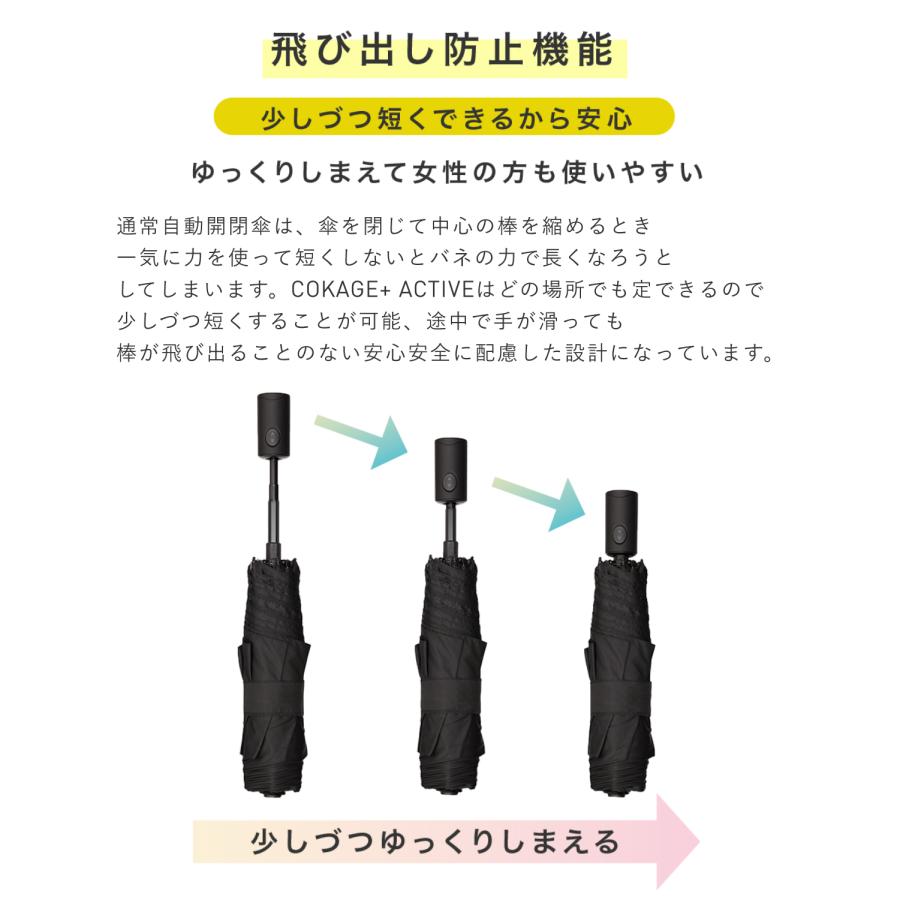 Waterfront公式 COKAGE+ シリーズ 『 COKAGE+ ACTIVE 自動開閉 』 ユニセックス 日傘 折傘 自動開閉 東レ サマーシールド 完全遮光100％ 遮熱 表面温度差 ‐40℃の画像