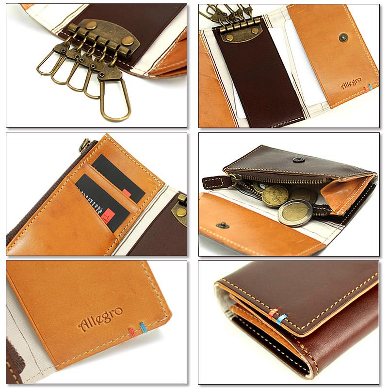 Allegro アレグロ ロッソ キーケース 5連 小銭入れ付き レザー 革小物