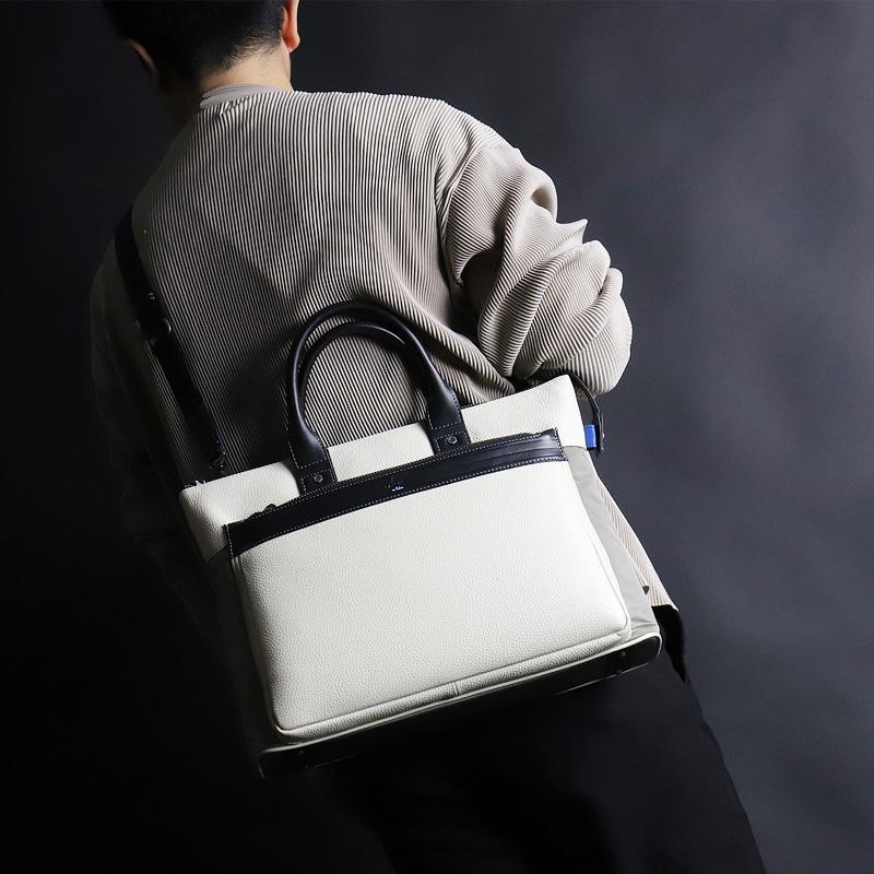 LANVIN en Bleu ランバンオンブルー Rate レイト ビジネスバッグ ブリーフケース ショルダーバッグ 2WAY 斜め掛け B4 ナイロン 牛革 軽量 511501 メンズ｜watermode｜07