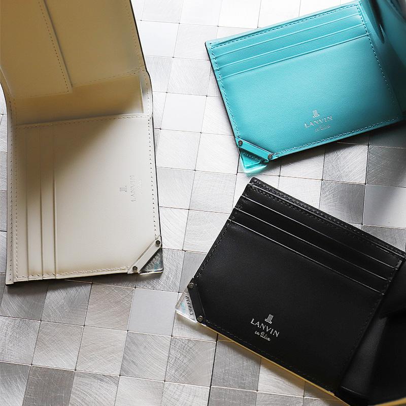 LANVIN en Bleu ランバンオンブルー アクア 二つ折り財布 小銭入れあり