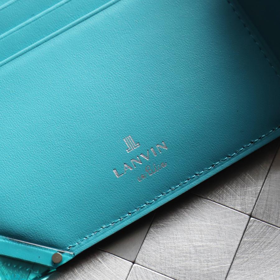 LANVIN en Bleu ランバンオンブルー アクア 二つ折り財布 小銭入れあり