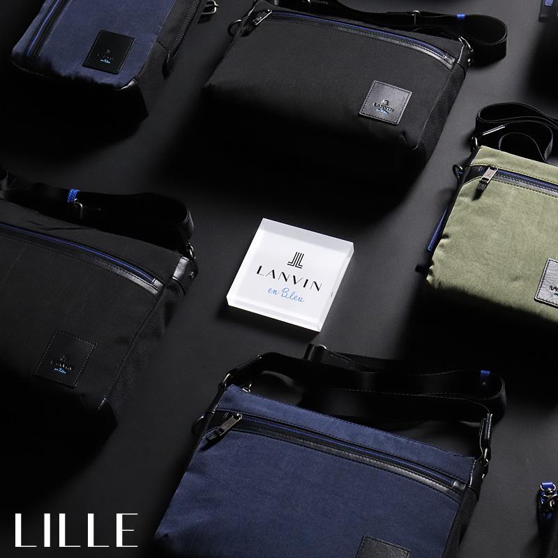 LANVIN en Bleu ランバンオンブルー LILLE リール ショルダーバッグ 斜め掛けバッグ A4 ナイロン 牛革 軽量 撥水 530113 メンズ レディースの画像