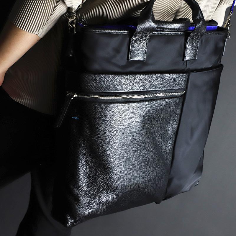 LANVIN en Bleu ランバンオンブルー SAINT2 サント2 ショルダーバッグ 斜め掛け トートバッグ ヘルメットバッグ B4 ナイロン 一部牛革 545103 メンズ レディースの画像