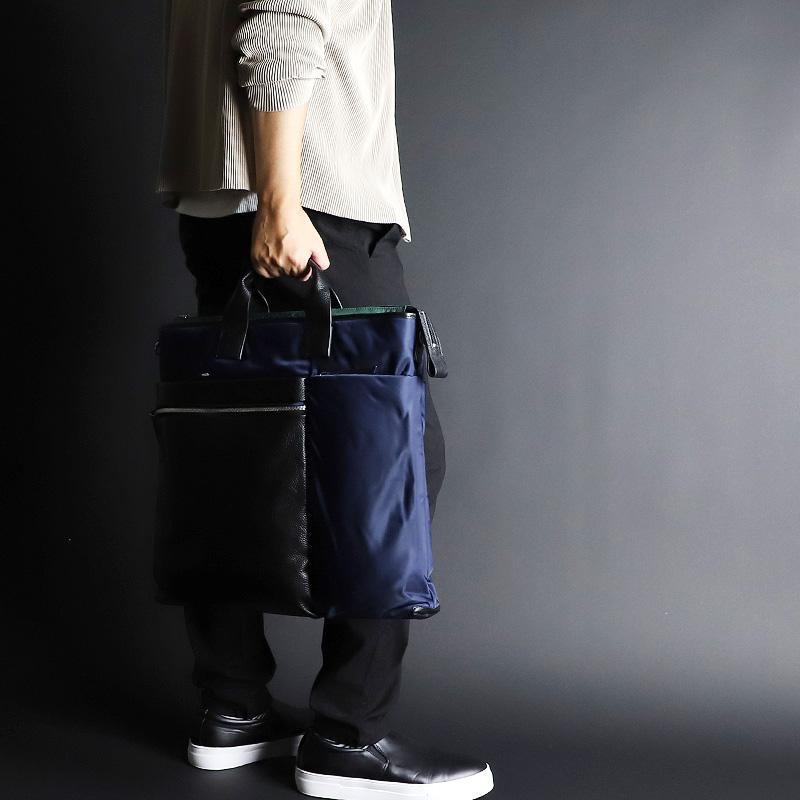 LANVIN en Bleu ランバンオンブルー SAINT2 サント2 ショルダーバッグ 斜め掛け トートバッグ ヘルメットバッグ B4 ナイロン 一部牛革 545103 メンズ レディースの画像