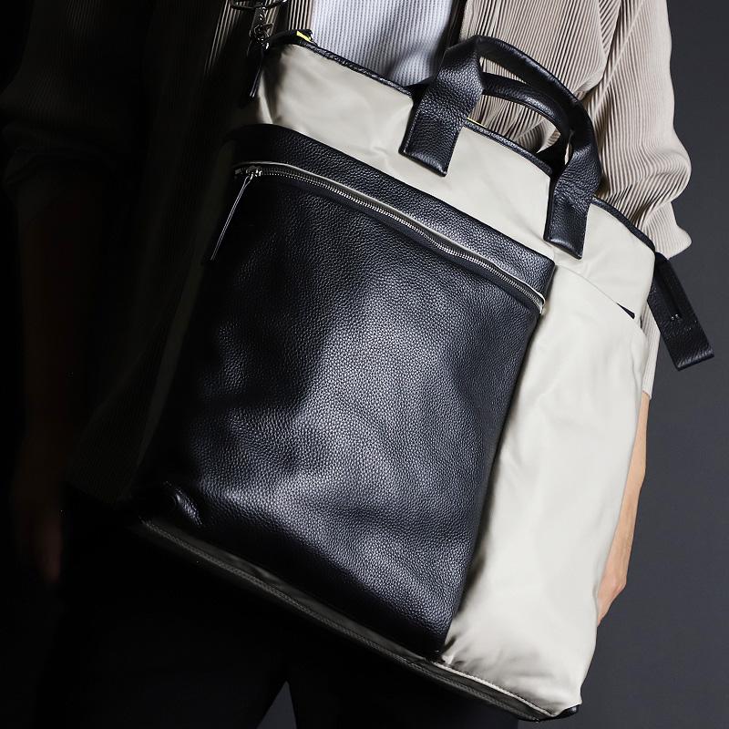 LANVIN en Bleu ランバンオンブルー SAINT2 サント2 ショルダーバッグ 斜め掛け トートバッグ ヘルメットバッグ B4 ナイロン 一部牛革 545103 メンズ レディースの画像