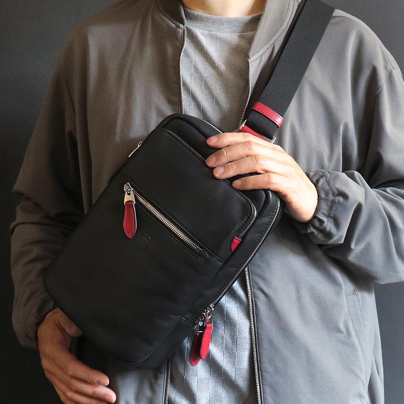 TAKEO KIKUCHI タケオキクチ SAUVAGE ソバージュ ボディバッグ ワンショルダーバッグ 斜め掛けバッグ 軽量 牛革 本革 イタリアンレザー 717911 メンズ 正規品の画像