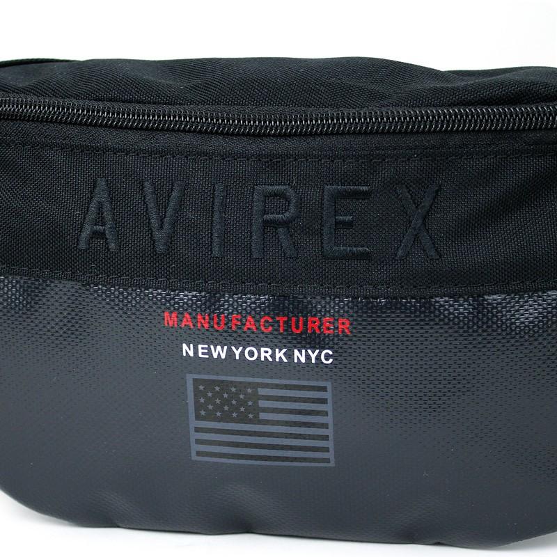 【極美品✨】アヴィレックス ボディバッグ 斜め掛け ロゴ レザー 牛皮 ブラック AVIREX（アヴィレックス） OLD SKOOL オールドスクール ボディバッグ