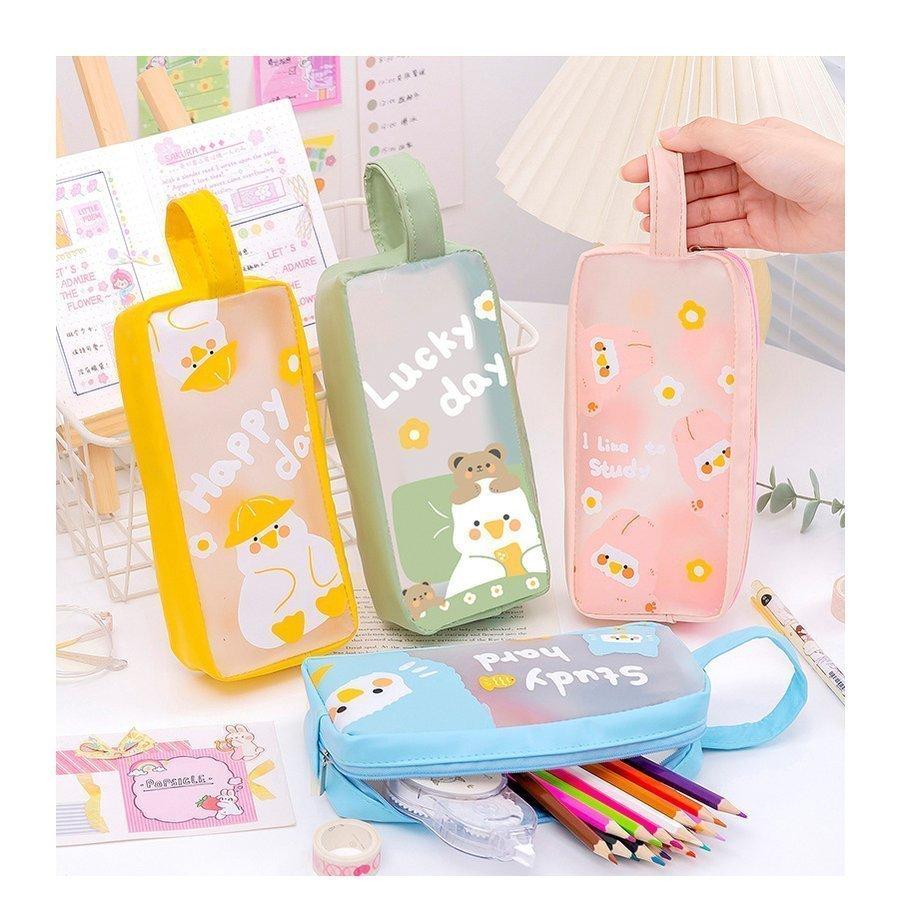 筆箱 ペンケース クリア 半透明 おしゃれ かわいい 小学校 シンプル 大容量 小学校 中学 高校 女子 取っ手付 韓国 化粧ポーチ 収納 文房具 ペンポーチ ふで箱 Yss Waterwood 通販 Yahoo ショッピング