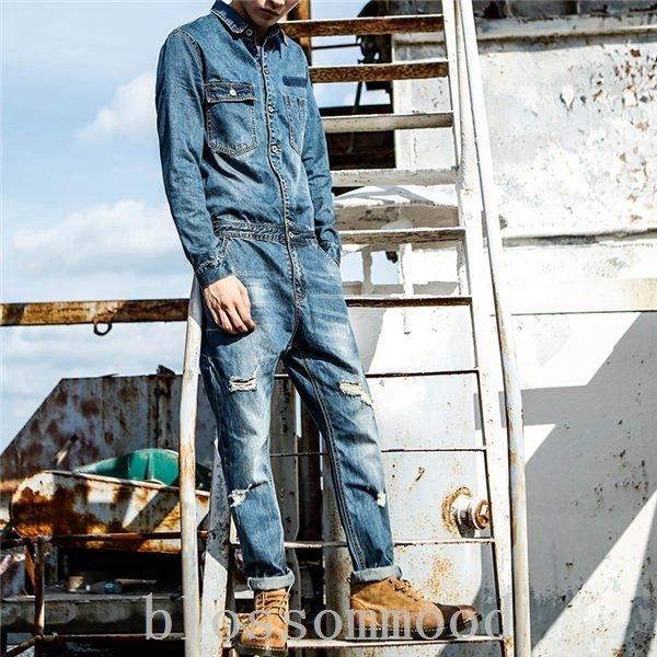 メンズ オールインワンツナギサロペットデニムパンツジーンズオーバーオール作業服 デニム サロペット オーバーオール メンズ ジーンズ パンツ 作業服 マルチポケット ゆったり 作業ズボン 大きいサイズ 春夏秋 作業着