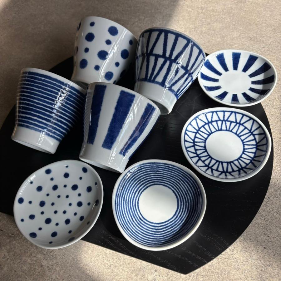 HASAMI（ハサミ） indigo aidama マルチカップ 変形小皿 8点セット