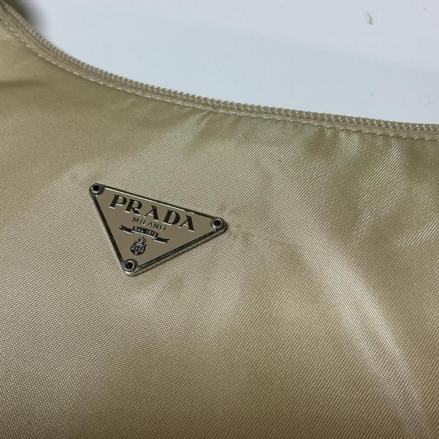 PRADA プラダ　トライアングルロゴ　ナイロン　ホーボー　ミニ　ハンドバッグ　ベージュ【中古】_4